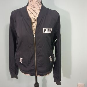 Victoria's Secret Pink Bomber Jacket black flight small logo